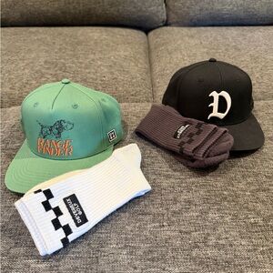 Green and Black Caps with Socks